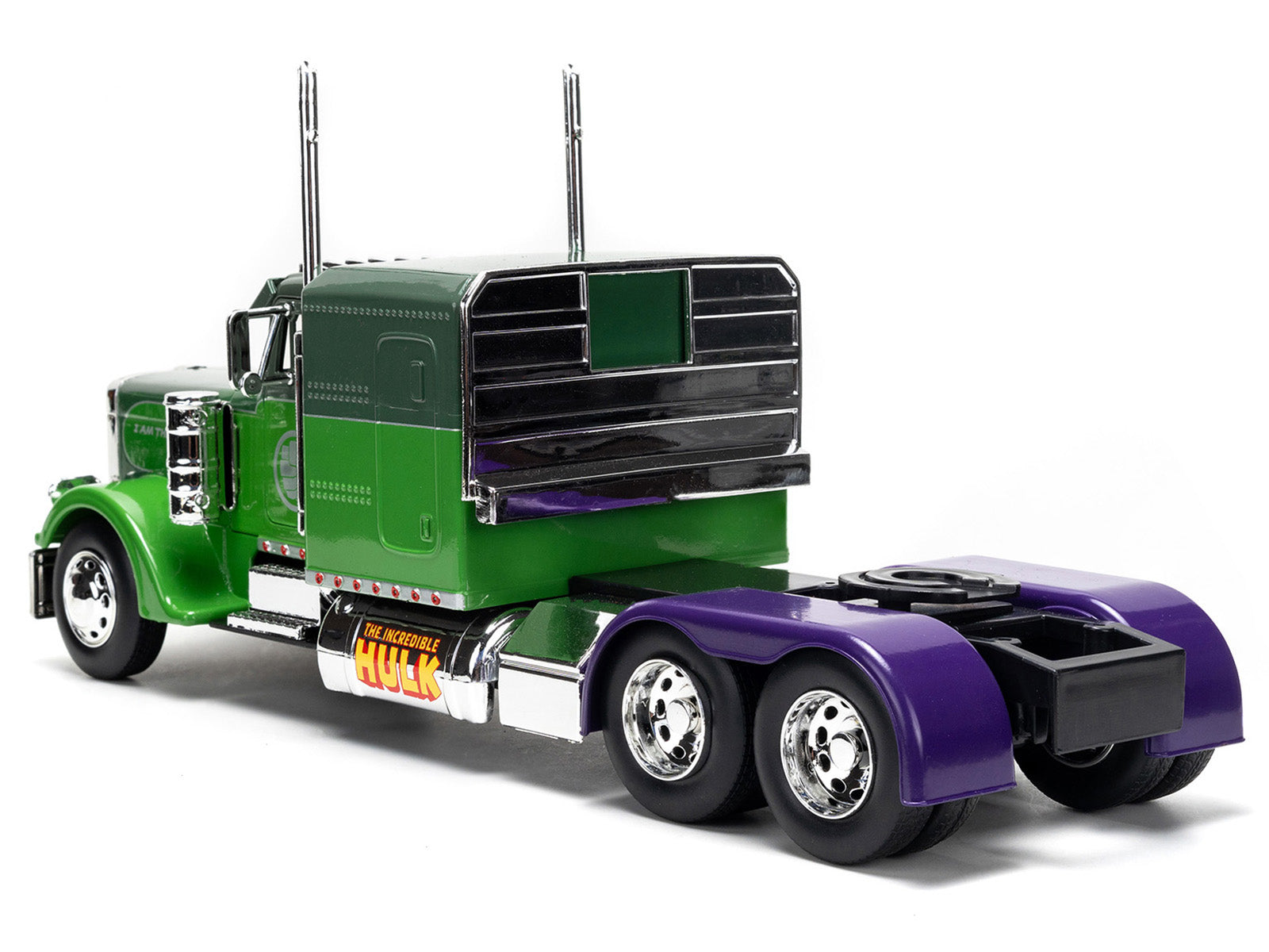 1992 Peterbilt 379 Truck Tractor Green Two-Tone and Purple "The Incredible Hulk" "Marvel Avengers" Series Diecast Model by Jada - image 5