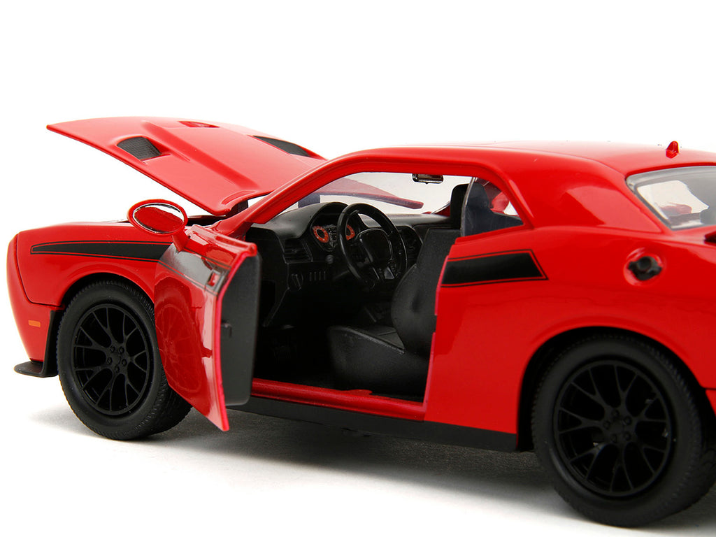 2015 Dodge Challenger Red with Black Stripes and Glenn Diecast Figure "The Walking Dead" (2010-2022) TV Series "Hollywood Rides" Series 1/24 Diecast Model Car by Jada - image 3