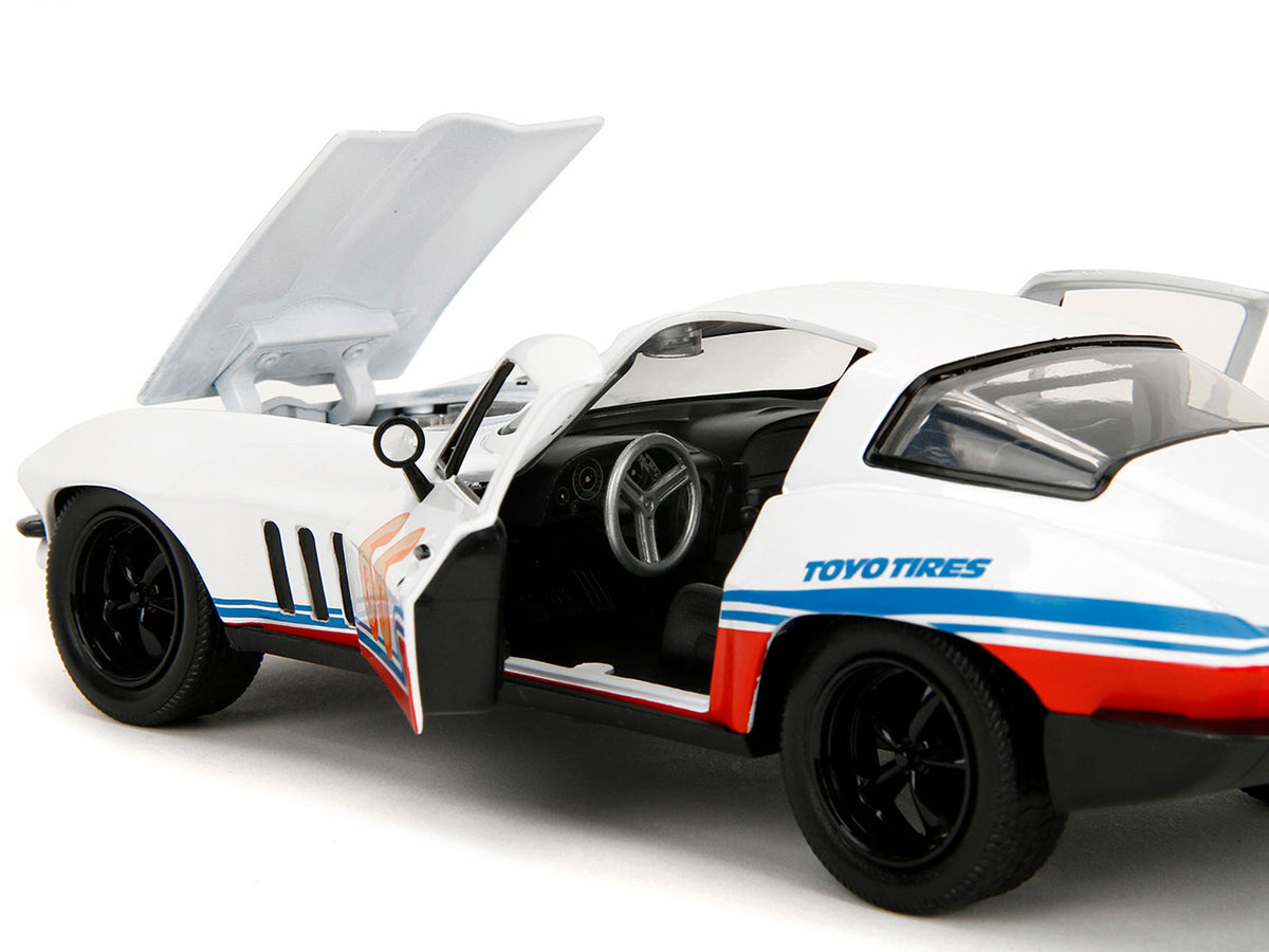 1966 Chevrolet Corvette #66 "Racing Spirit" White with Graphics "Bigtime Muscle" Series 1/24 Diecast Model Car by Jada - image 5
