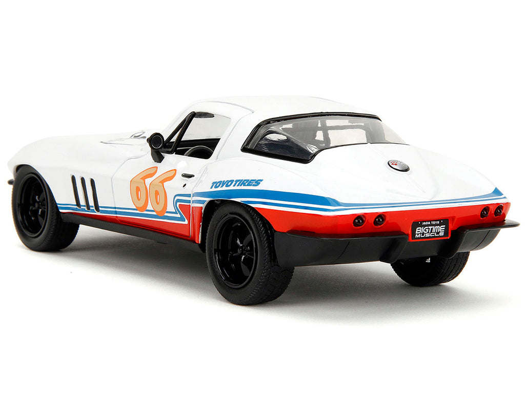 1966 Chevrolet Corvette #66 "Racing Spirit" White with Graphics "Bigtime Muscle" Series 1/24 Diecast Model Car by Jada - image 2
