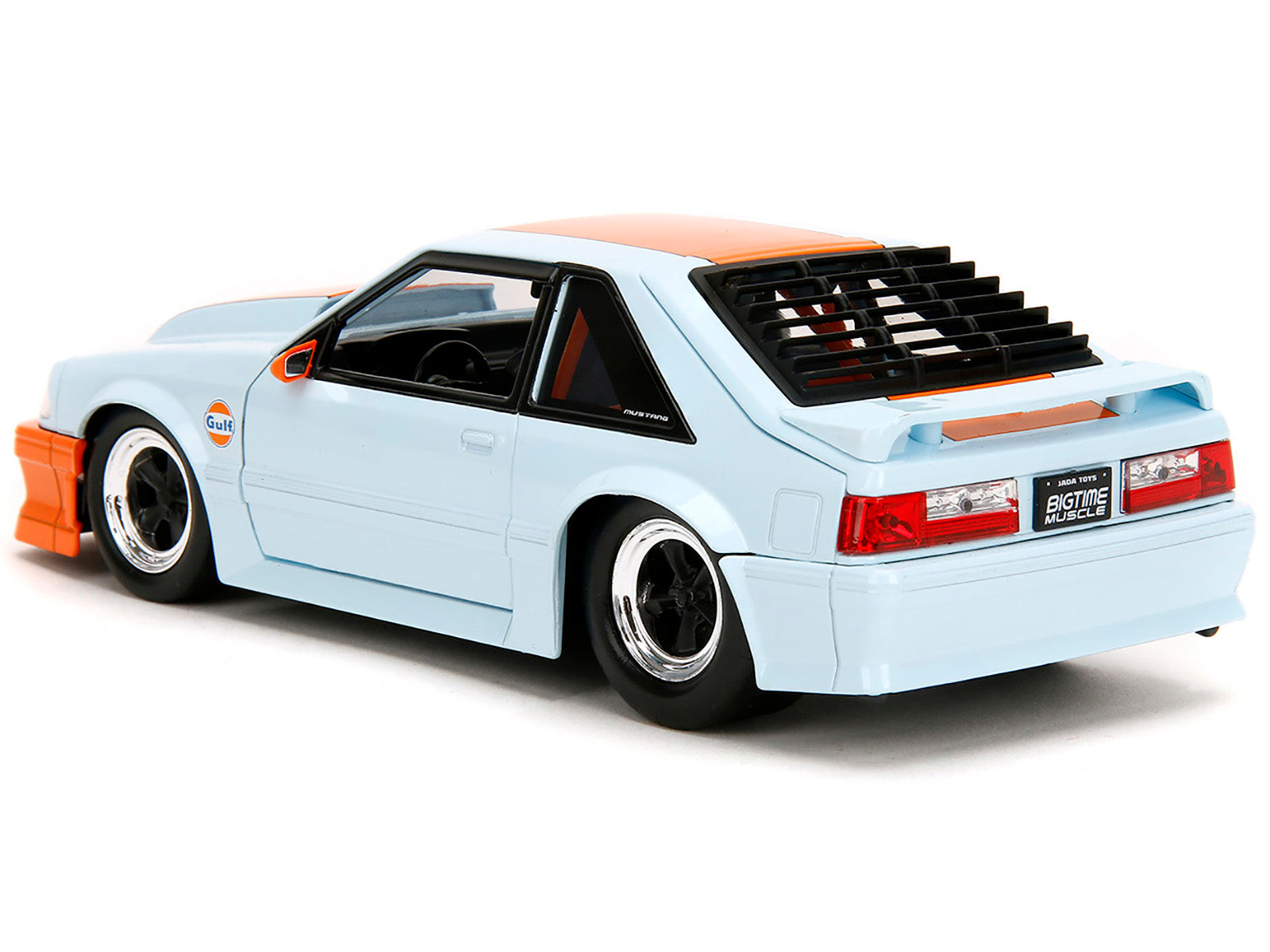 1989 Ford Mustang GT "Gulf Oil" Light Blue with Orange Stripe "Bigtime Muscle" Series 1/24 Diecast Model Car by Jada - image 5