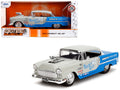 1955 Chevrolet Bel Air "Ghost Gas - Mike's Speed Equip" Light Gray and Blue "Bigtime Muscle" Series 1/24 Diecast Model Car by Jada