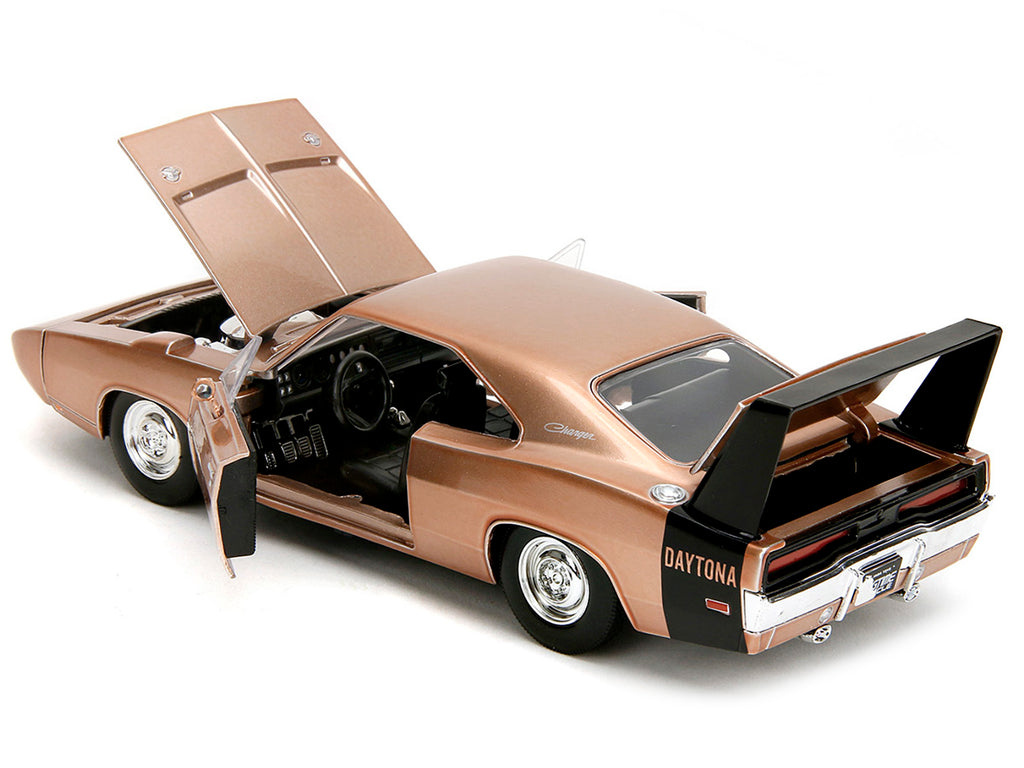 1969 Dodge Charger Daytona Bronze Metallic with Black Tail Stripe "Bigtime Muscle" Series 1/24 Diecast Model Car by Jada - image 4