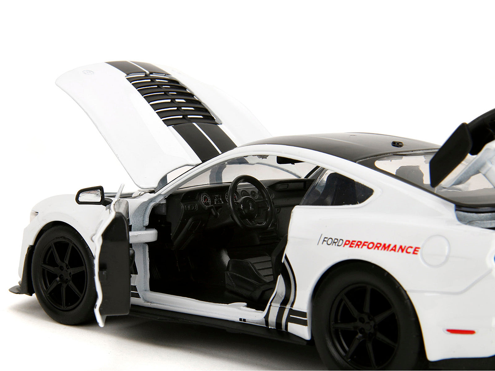 2020 Ford Mustang Shelby GT500 #65 White with Black Top and Stripes "Ford Performance" "Bigtime Muscle" Series 1/24 Diecast Model Car by Jada - image 3