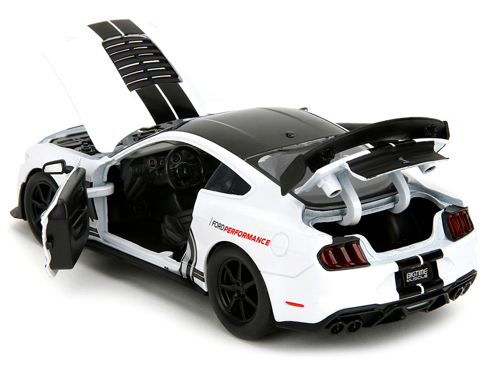 2020 Ford Mustang Shelby GT500 #65 White with Black Top and Stripes "Ford Performance" "Bigtime Muscle" Series 1/24 Diecast Model Car by Jada - image 4