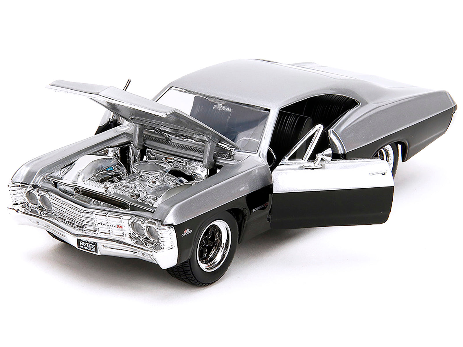 1967 Chevrolet Impala SS Silver Metallic and Black "Bigtime Muscle" Series 1/24 Diecast Model Car by Jada - image 2
