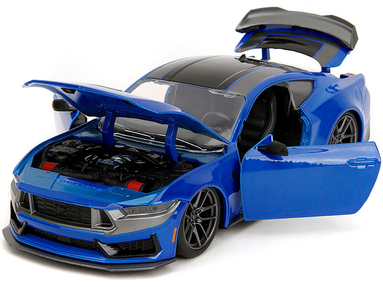 2024 Ford Mustang Dark Horse Blue Metallic with Black and Gray Stripes "Bigtime Muscle" Series 1/24 Diecast Model Car by Jada - image 2