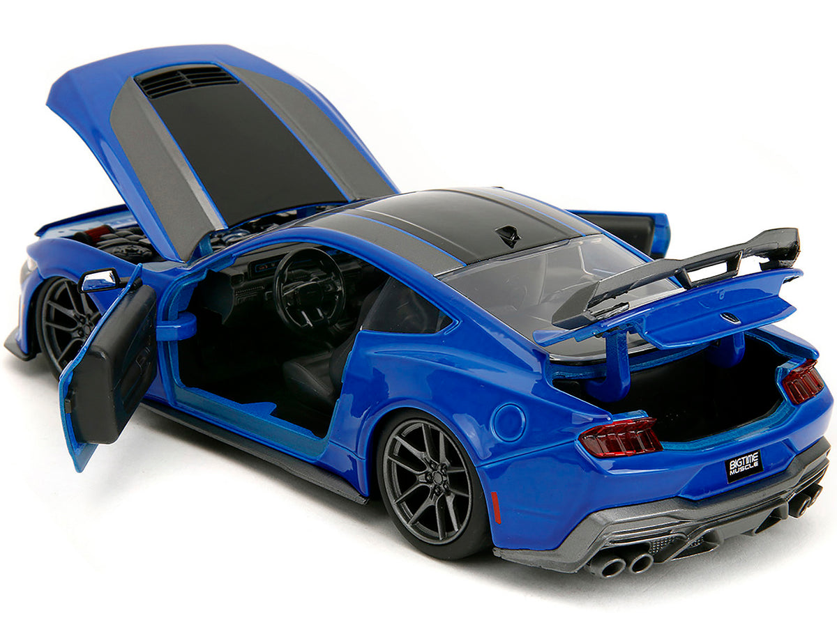 2024 Ford Mustang Dark Horse Blue Metallic with Black and Gray Stripes "Bigtime Muscle" Series 1/24 Diecast Model Car by Jada - image 4