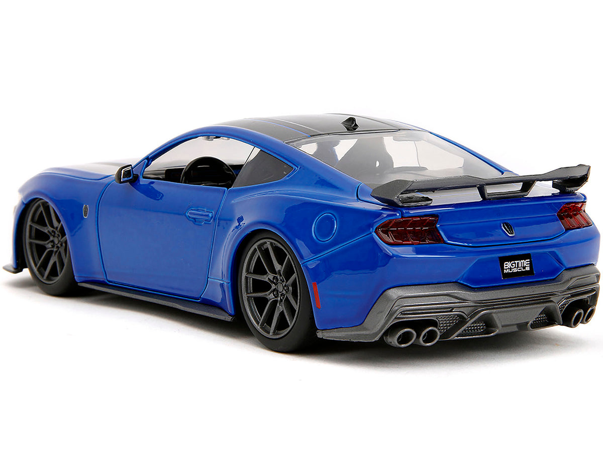 2024 Ford Mustang Dark Horse Blue Metallic with Black and Gray Stripes "Bigtime Muscle" Series 1/24 Diecast Model Car by Jada - image 5