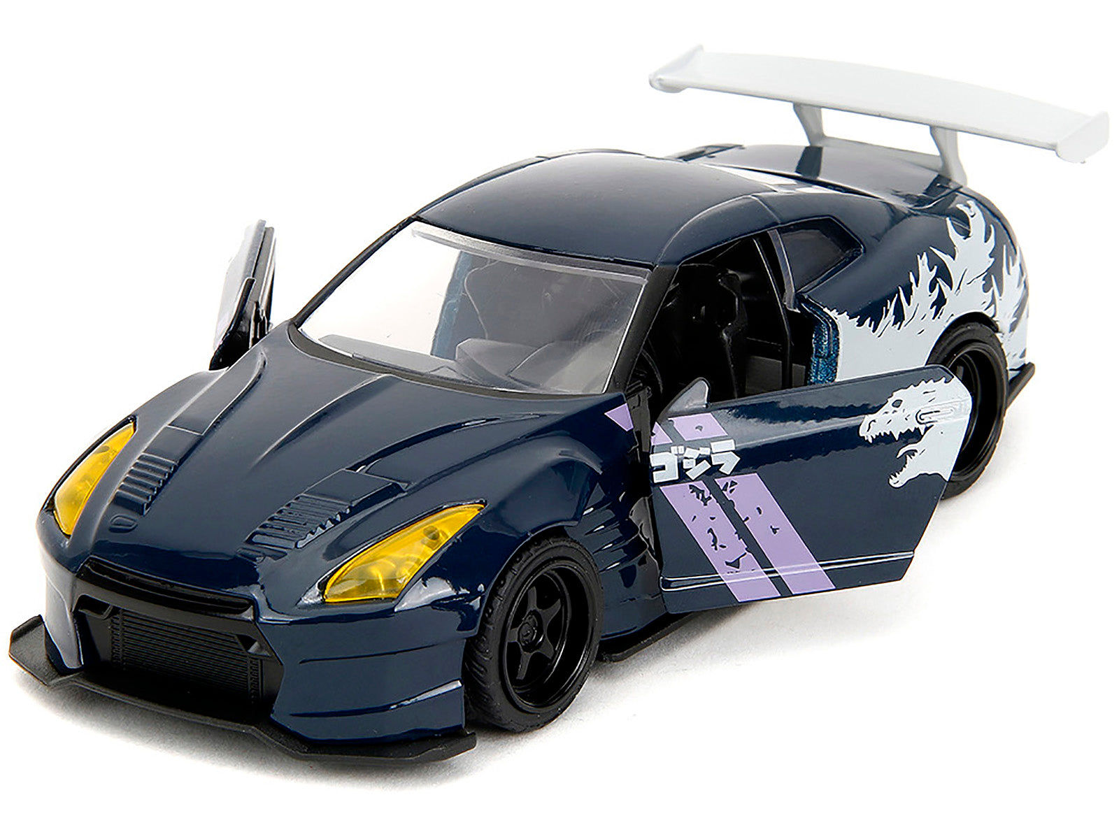 2009 Nissan GT-R (R35) Ben Sopra Dark Blue with Graphics "Godzilla" "Hollywood Rides" Series 1/32 Diecast Model Car by Jada - image 2
