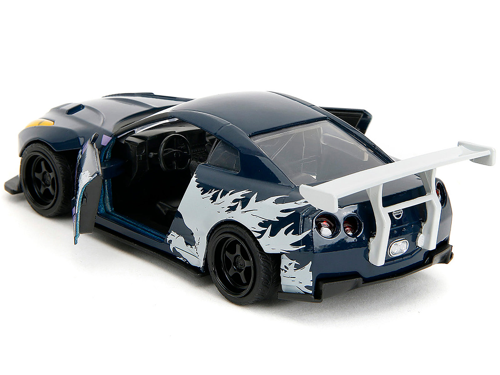 2009 Nissan GT-R (R35) Ben Sopra Dark Blue with Graphics "Godzilla" "Hollywood Rides" Series 1/32 Diecast Model Car by Jada - image 4