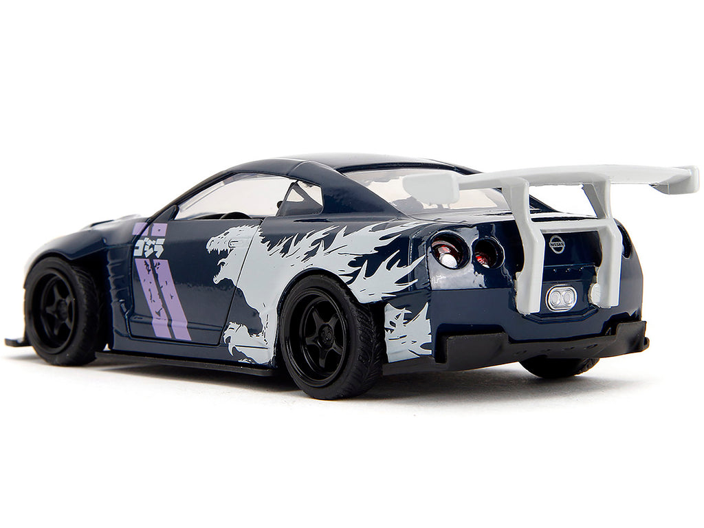 2009 Nissan GT-R (R35) Ben Sopra Dark Blue with Graphics "Godzilla" "Hollywood Rides" Series 1/32 Diecast Model Car by Jada - image 5