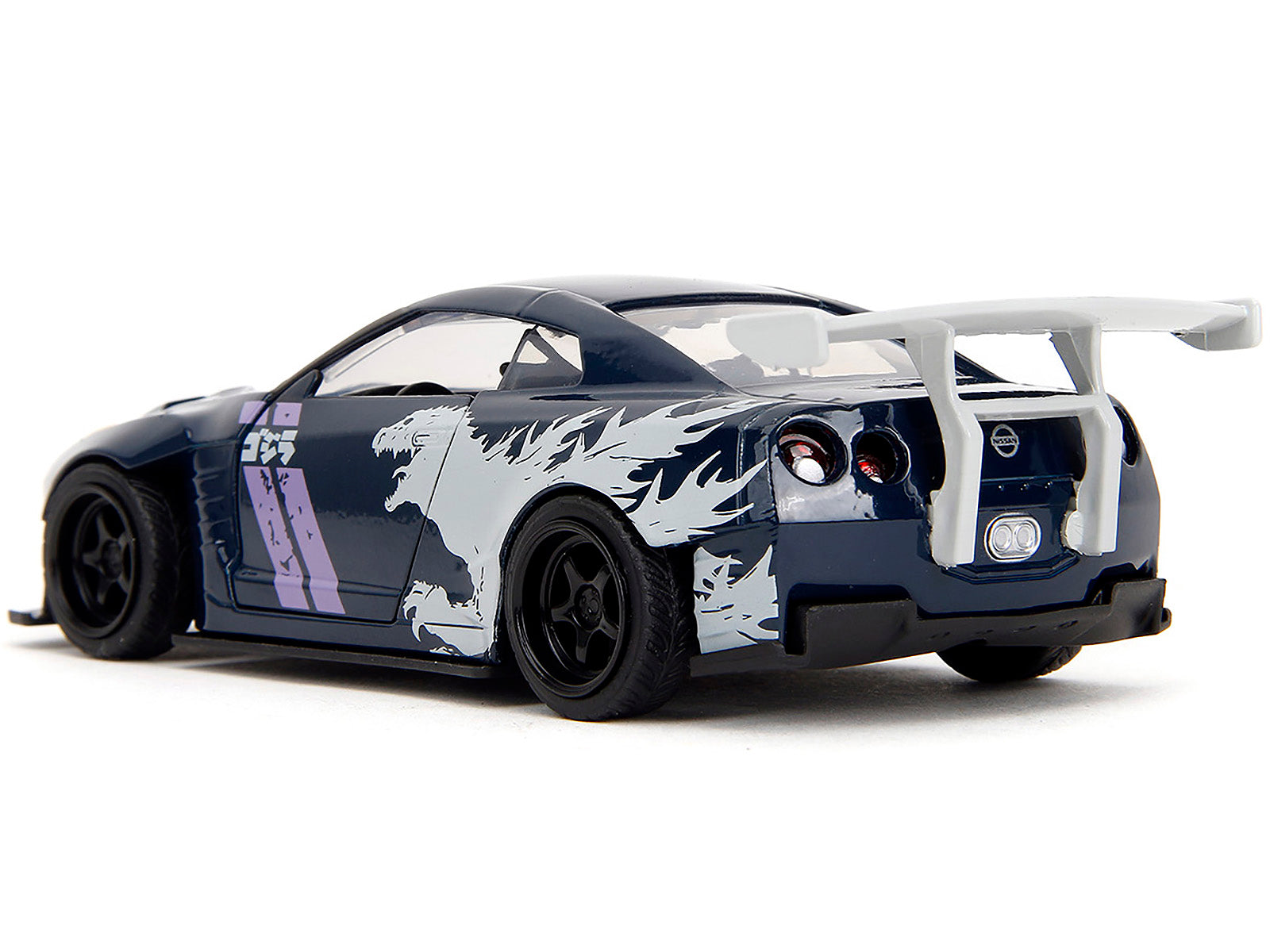 2009 Nissan GT-R (R35) Ben Sopra Dark Blue with Graphics "Godzilla" "Hollywood Rides" Series 1/32 Diecast Model Car by Jada - image 5