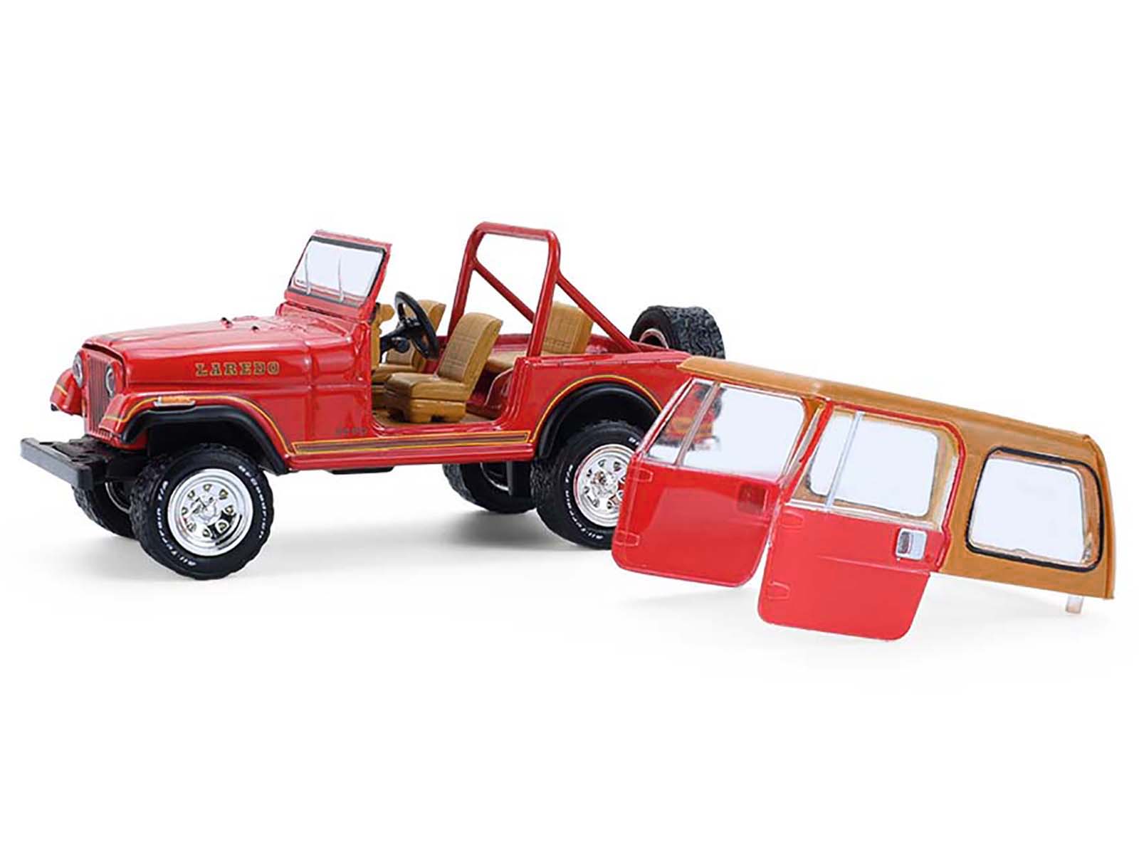 1980 Jeep CJ-7 Laredo Red with Tan Top "All Terrain" Series 17 1/64 Diecast Model Car by Greenlight - image 2