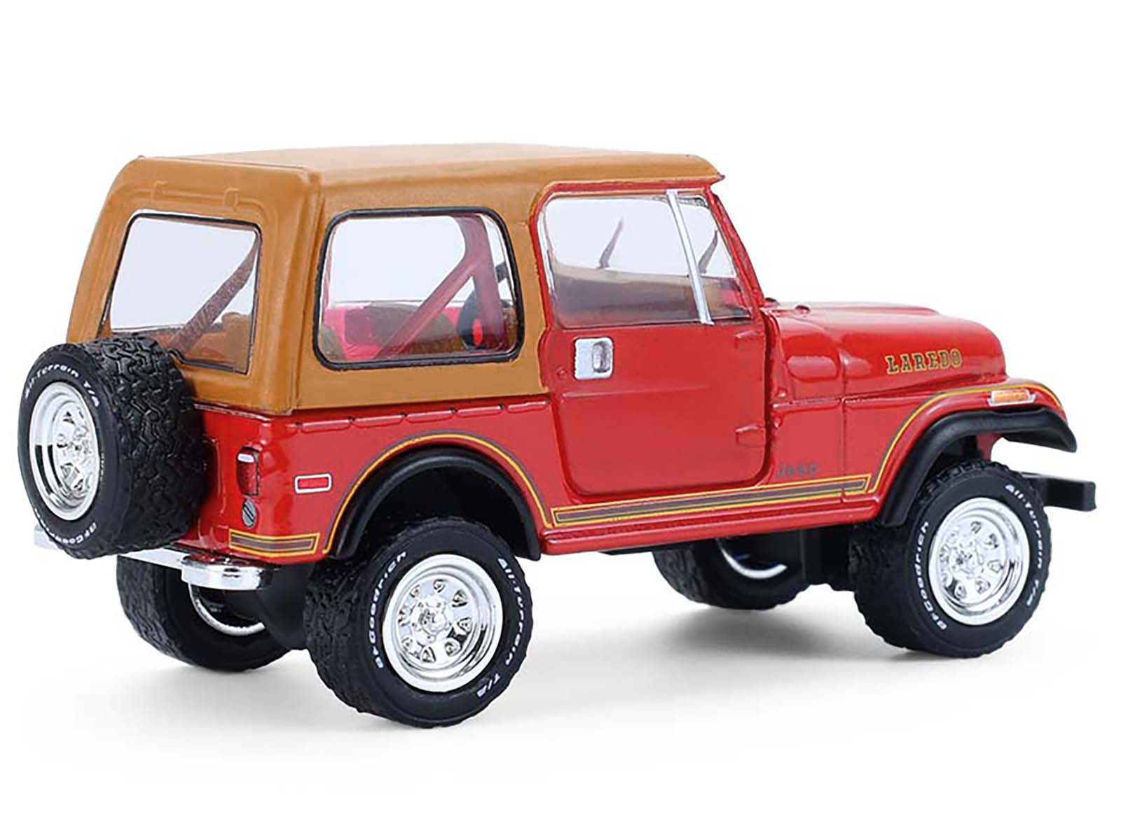 1980 Jeep CJ-7 Laredo Red with Tan Top "All Terrain" Series 17 1/64 Diecast Model Car by Greenlight - image 3