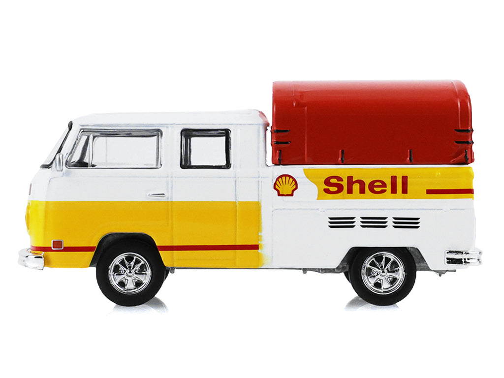 1974 Volkswagen T2 Doka Crew Cab Pickup Truck with Canopy "Shell Oil" White and Yellow with Red Canopy "Blue Collar Collection" Series 15 1/64 Diecast Model Car by Greenlight - image 2