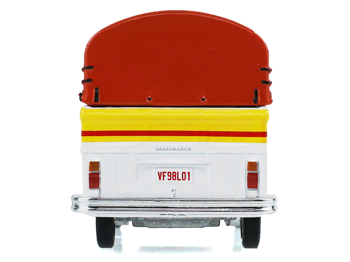 1974 Volkswagen T2 Doka Crew Cab Pickup Truck with Canopy "Shell Oil" White and Yellow with Red Canopy "Blue Collar Collection" Series 15 1/64 Diecast Model Car by Greenlight - image 4