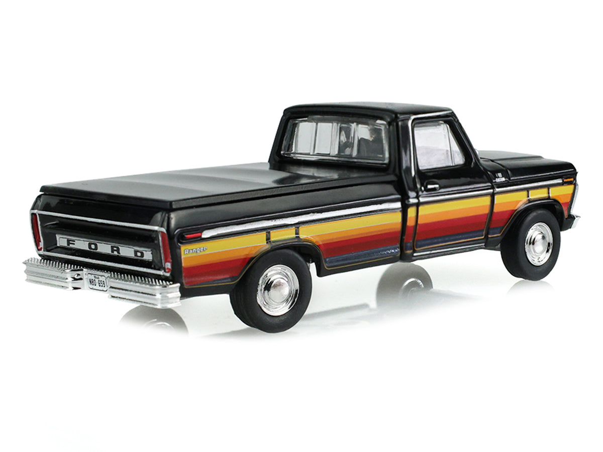1977 Ford F-100 Pickup Truck with Bed Cover Black with Stripes "Blue Collar Collection" Series 15 1/64 Diecast Model Car by Greenlight - image 3