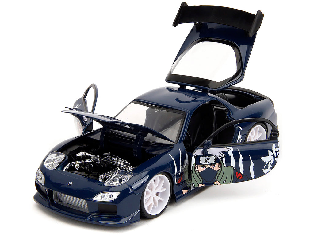 1993 Mazda RX-7 Dark Blue with Graphics and Kakashi Hatake Diecast Figure "Naruto Shippuden" (2009-2017) TV Series "Anime Hollywood Rides" Series 1/24 Diecast Model Car by Jada - image 2