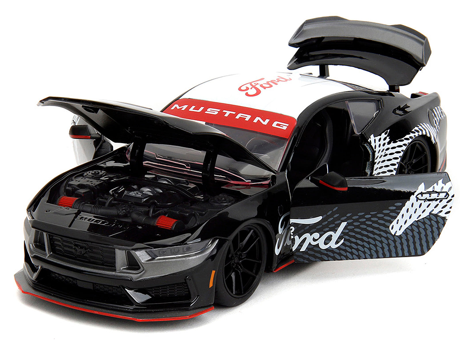2024 Ford Mustang Dark Horse Black with White Top and "Mustang Horse Graphics" "Bigtime Muscle" Series 1/24 Diecast Model Car by Jada - image 2