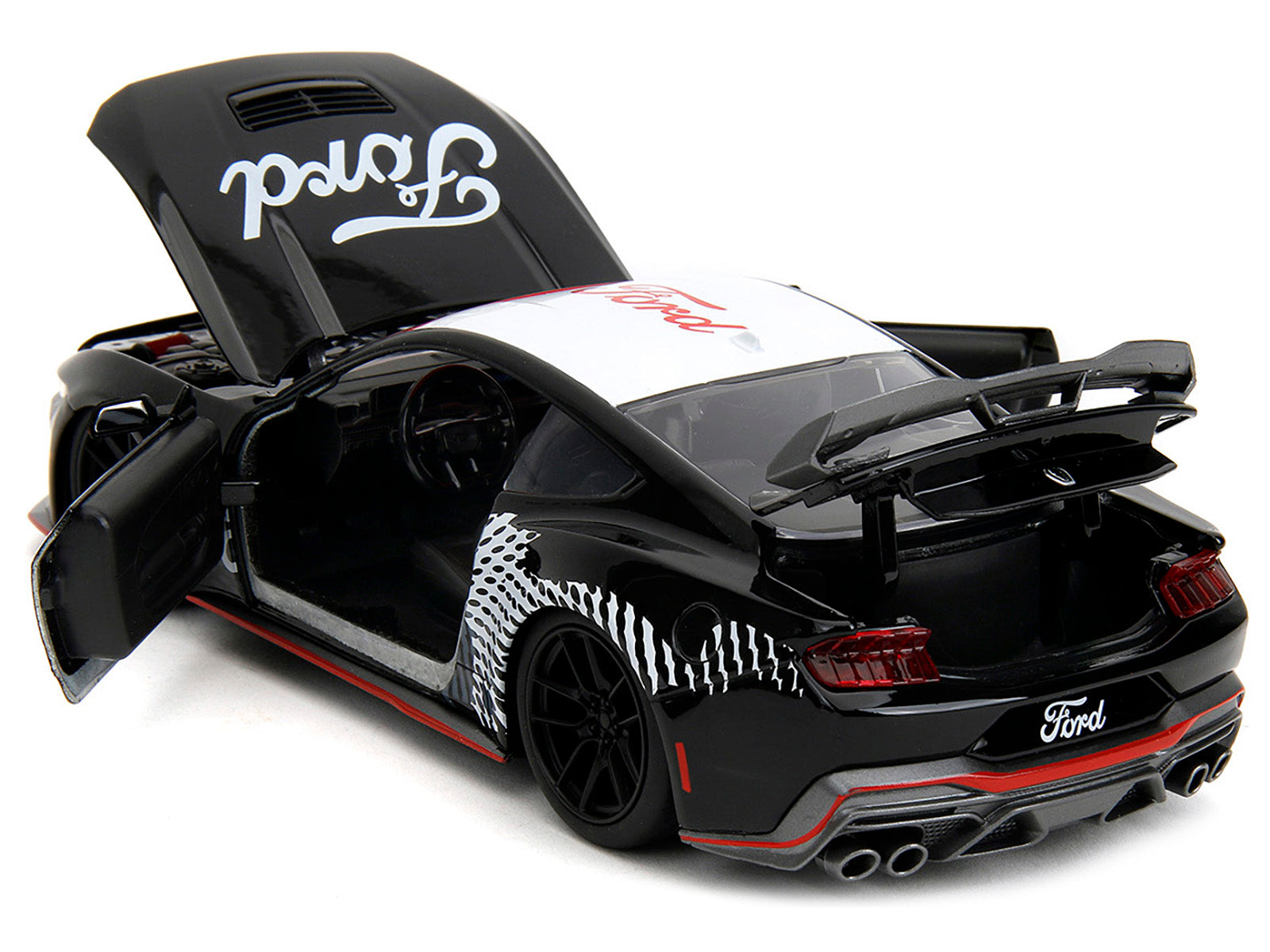2024 Ford Mustang Dark Horse Black with White Top and "Mustang Horse Graphics" "Bigtime Muscle" Series 1/24 Diecast Model Car by Jada - image 4
