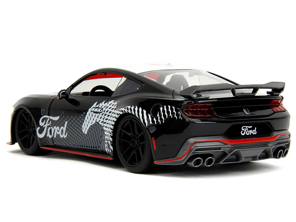 2024 Ford Mustang Dark Horse Black with White Top and "Mustang Horse Graphics" "Bigtime Muscle" Series 1/24 Diecast Model Car by Jada - image 5