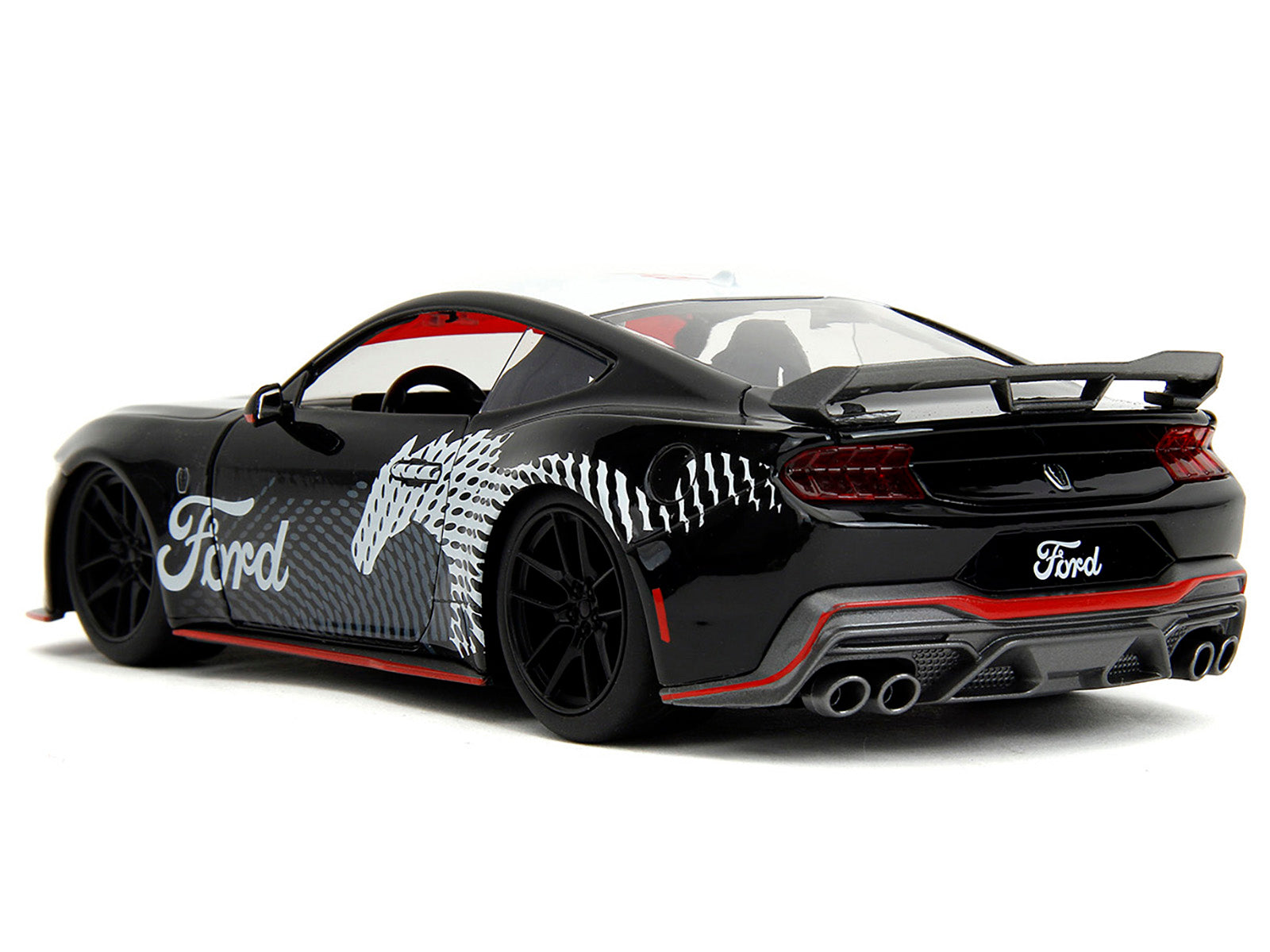 2024 Ford Mustang Dark Horse Black with White Top and "Mustang Horse Graphics" "Bigtime Muscle" Series 1/24 Diecast Model Car by Jada - image 5