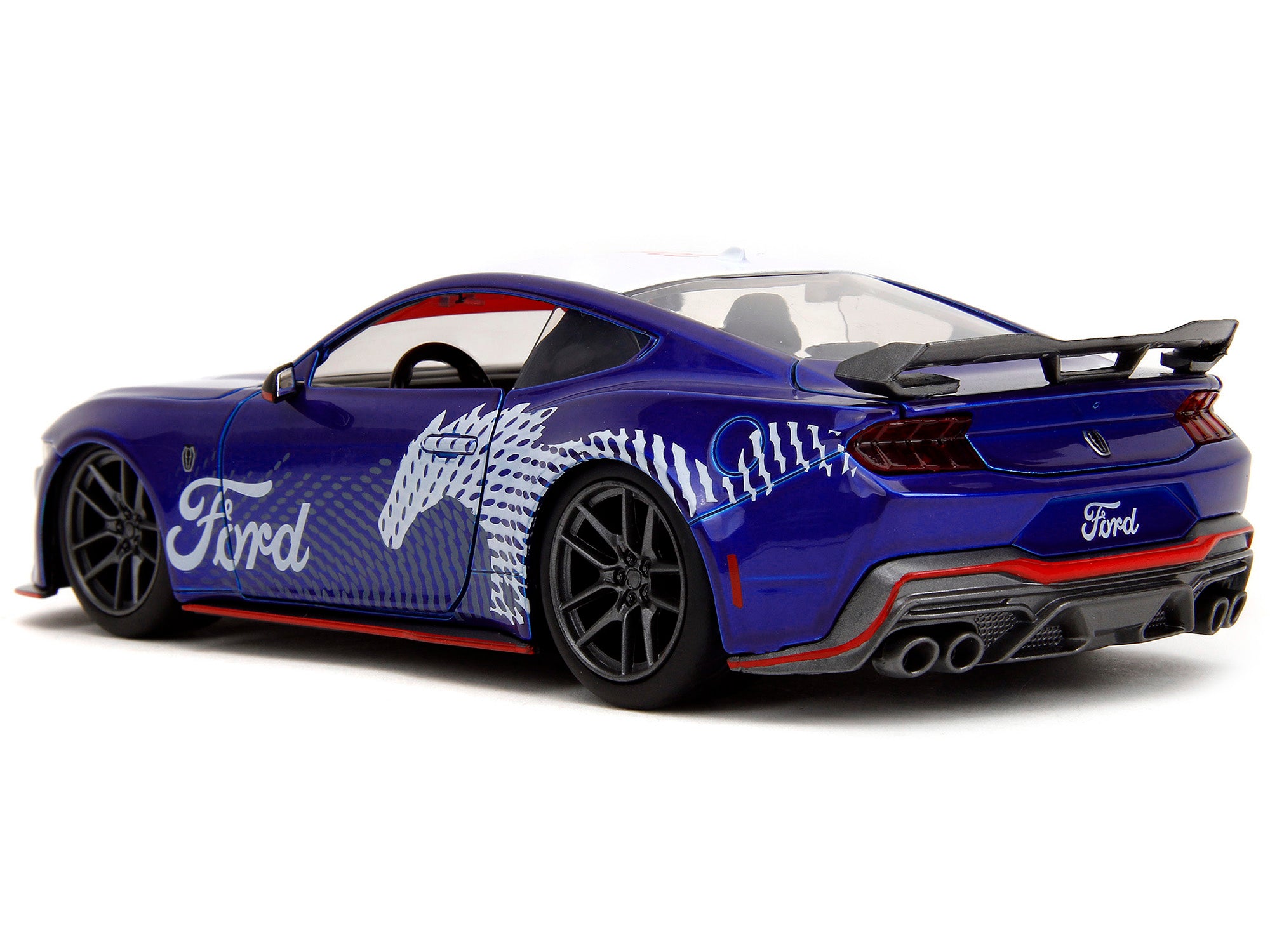2024 Ford Mustang Dark Horse Candy Blue with White Top and "Mustang Horse Graphics" "Bigtime Muscle" Series 1/24 Diecast Model Car by Jada - image 5