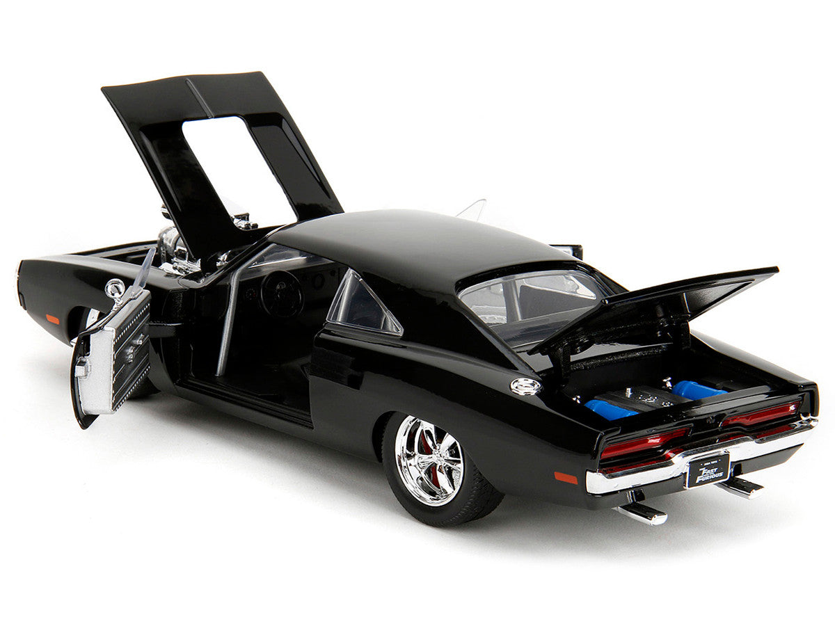 1970 Dodge Charger Black with Race Interior "The Fast and the Furious" (2001) Movie "25 Years of Fast & Furious" Series 1/24 Diecast Model Car by Jada - image 5