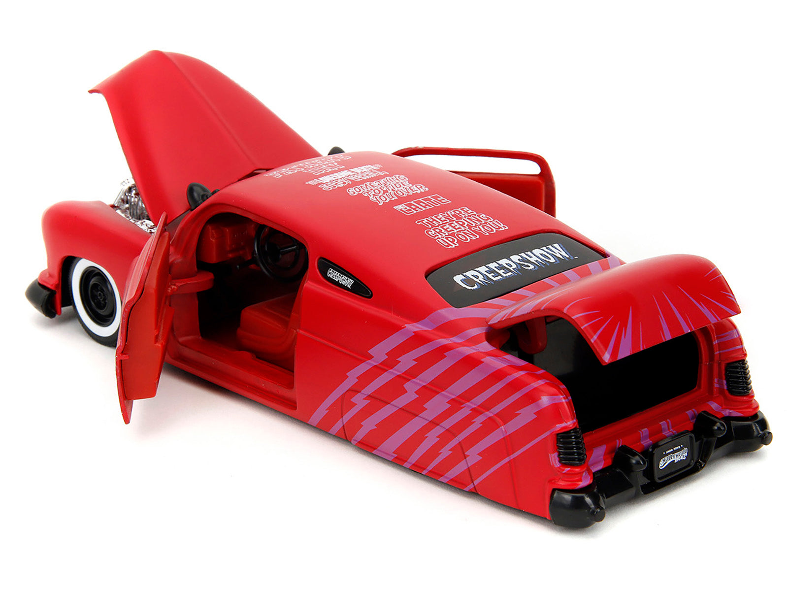 1951 Mercury Matt Red with Purple Stripes and Creep Diecast Figure "Creepshow" (1982) Movie "Hollywood Rides" Series 1/24 Diecast Model Car by Jada - image 5