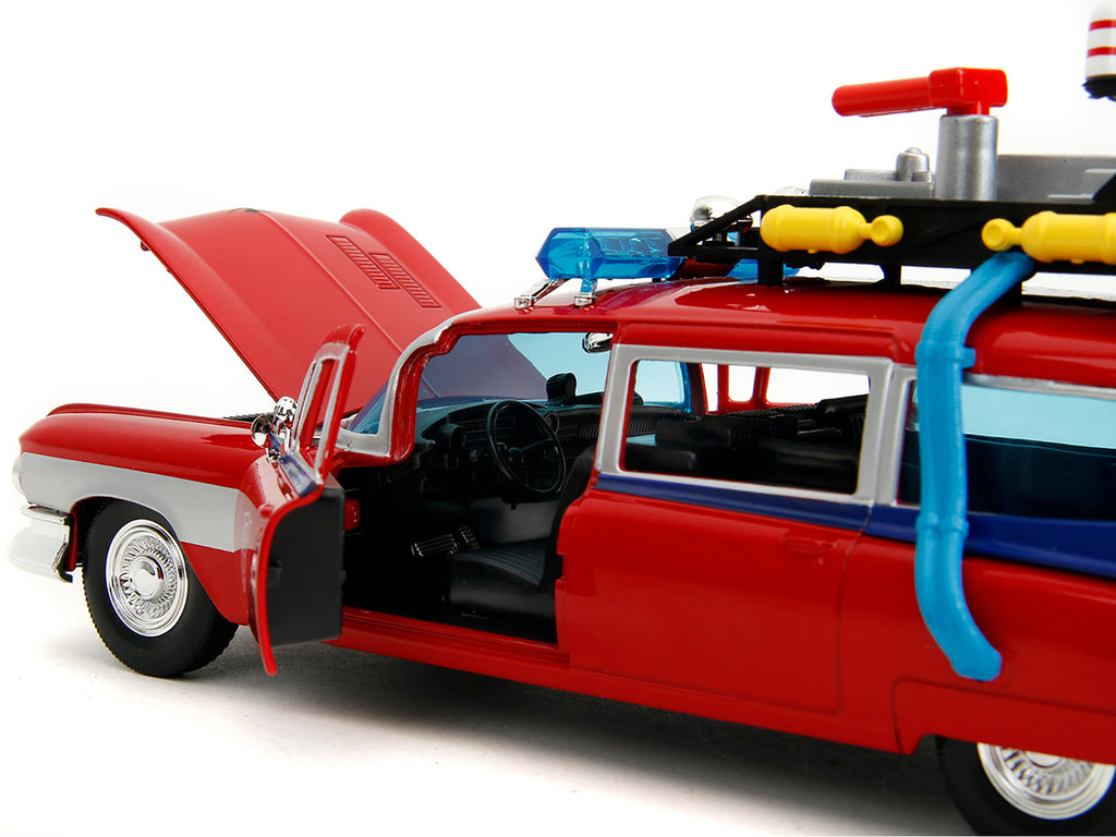 1959 Cadillac Ambulance Ecto-1 Red "Transformers" TV Series - "Ghostbusters" (1984) Movie Crossover "Hollywood Rides" Series 1/24 Diecast Model Car by Jada - image 4