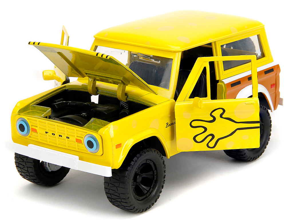 1973 Ford Bronco Yellow with Graphics and SpongeBob SquarePants Diecast Figure "SpongeBob SquarePants" (1999–Current) TV Series "Hollywood Rides" Series 1/24 Diecast Model Car by Jada - image 3