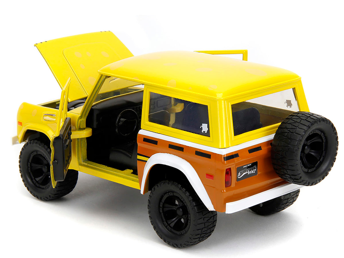 1973 Ford Bronco Yellow with Graphics and SpongeBob SquarePants Diecast Figure "SpongeBob SquarePants" (1999–Current) TV Series "Hollywood Rides" Series 1/24 Diecast Model Car by Jada - image 4