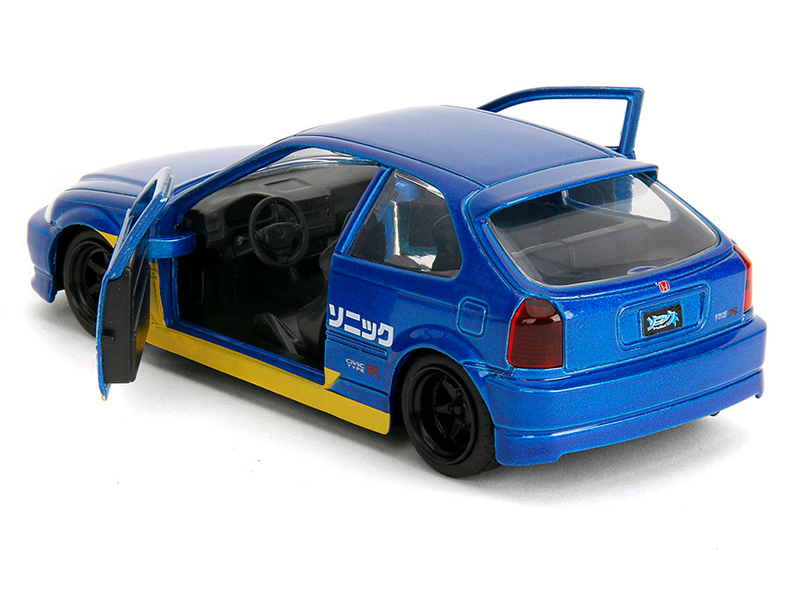 1997 Honda Civic Type R Blue Metallic with Graphics "Sonic the Hedgehog" (1991) Video Game "Hollywood Rides" Series 1/32 Diecast Model Car by Jada - image 4