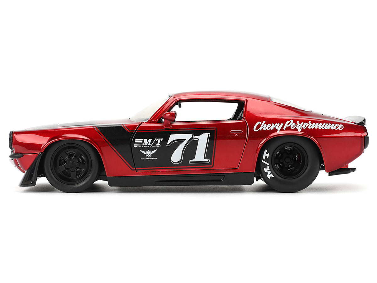 1971 Chevrolet Camaro #71 Red Metallic with Black Stripes "Bigtime Muscle" Series 1/24 Diecast Model Car by Jada - image 3