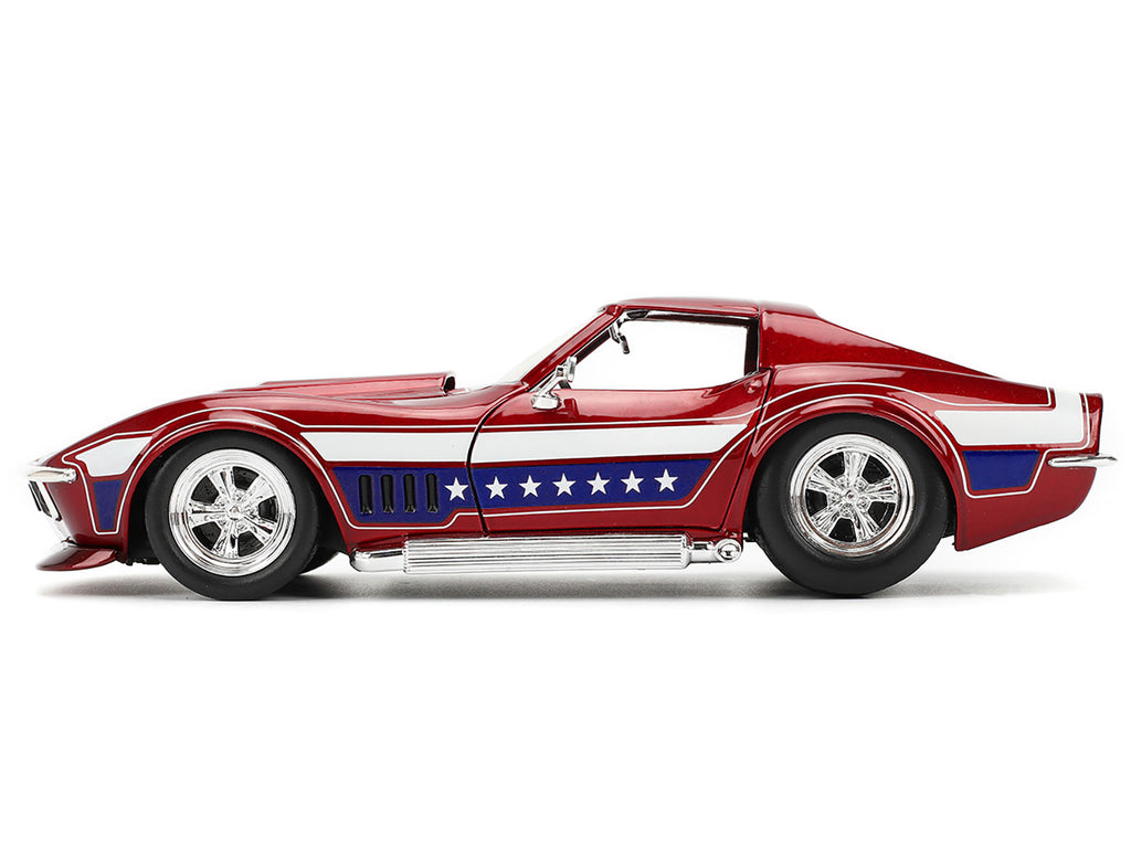 1969 Chevrolet Corvette Stingray ZL1 Red Metallic with Stars and Stripes Graphics "Bigtime Muscle" Series 1/24 Diecast Model Car by Jada - image 3