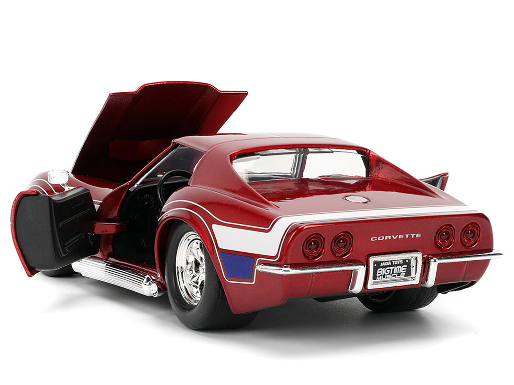 1969 Chevrolet Corvette Stingray ZL1 Red Metallic with Stars and Stripes Graphics "Bigtime Muscle" Series 1/24 Diecast Model Car by Jada - image 4