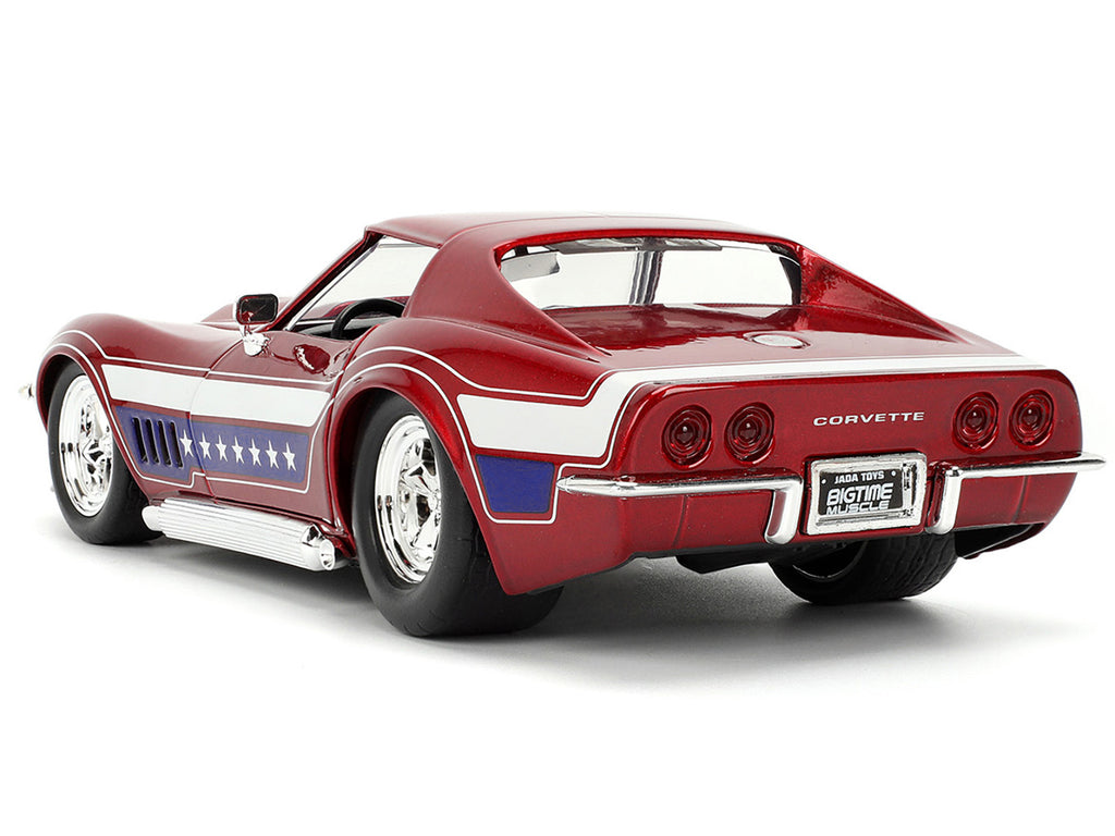 1969 Chevrolet Corvette Stingray ZL1 Red Metallic with Stars and Stripes Graphics "Bigtime Muscle" Series 1/24 Diecast Model Car by Jada - image 5