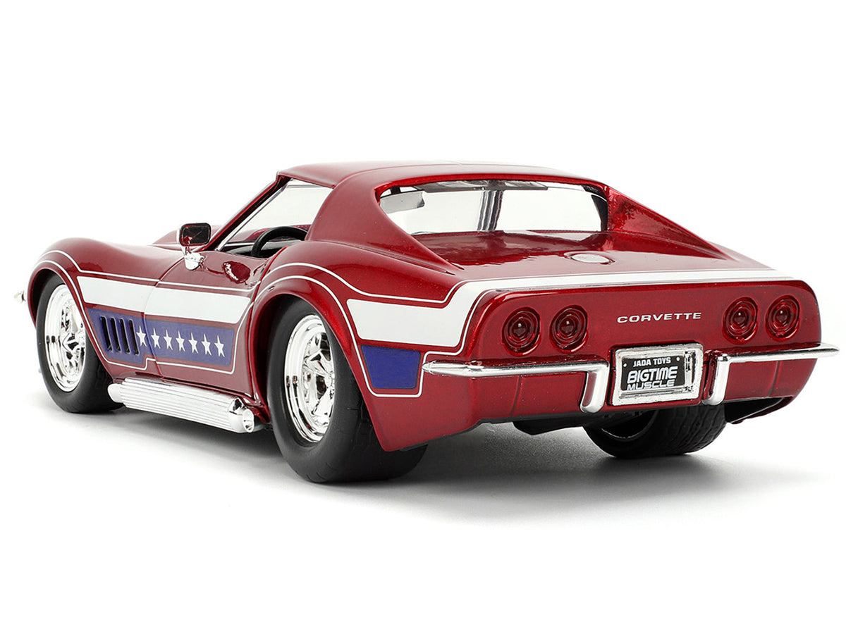 1969 Chevrolet Corvette Stingray ZL1 Red Metallic with Stars and Stripes Graphics "Bigtime Muscle" Series 1/24 Diecast Model Car by Jada - image 5