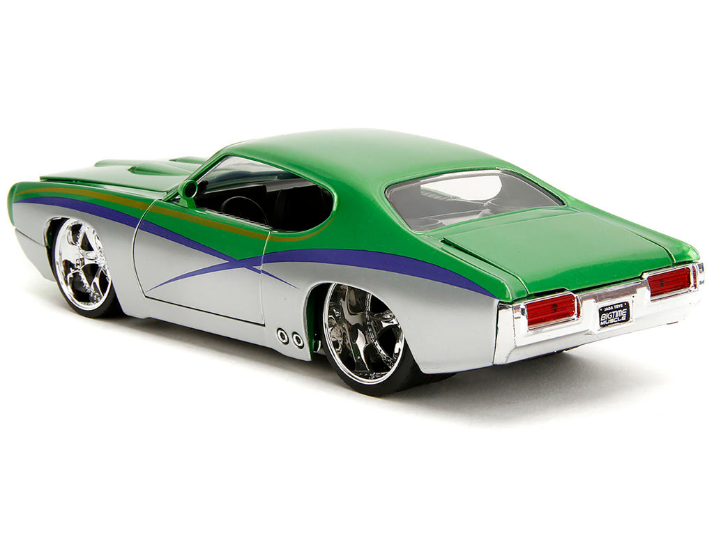 1969 Pontiac GTO Judge Green Metallic and Silver with Stripes "Bigtime Muscle" Series 1/24 Diecast Model Car by Jada - image 5