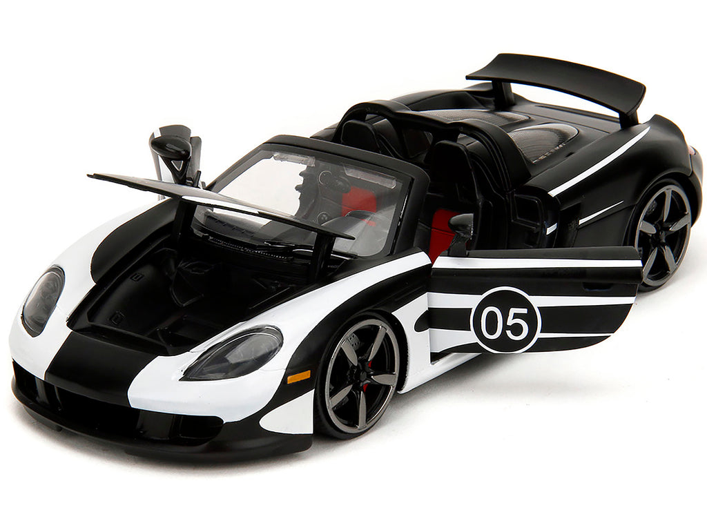 Porsche Carrera GT Convertible #05 Black with White Graphics "Hyper-Spec" Series 1/24 Diecast Model Car by Jada - image 2