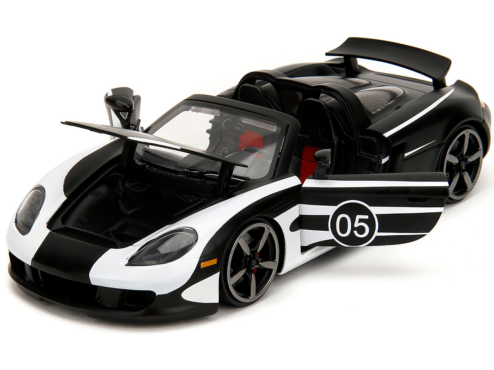 Porsche Carrera GT Convertible #05 Black with White Graphics "Hyper-Spec" Series 1/24 Diecast Model Car by Jada - image 2