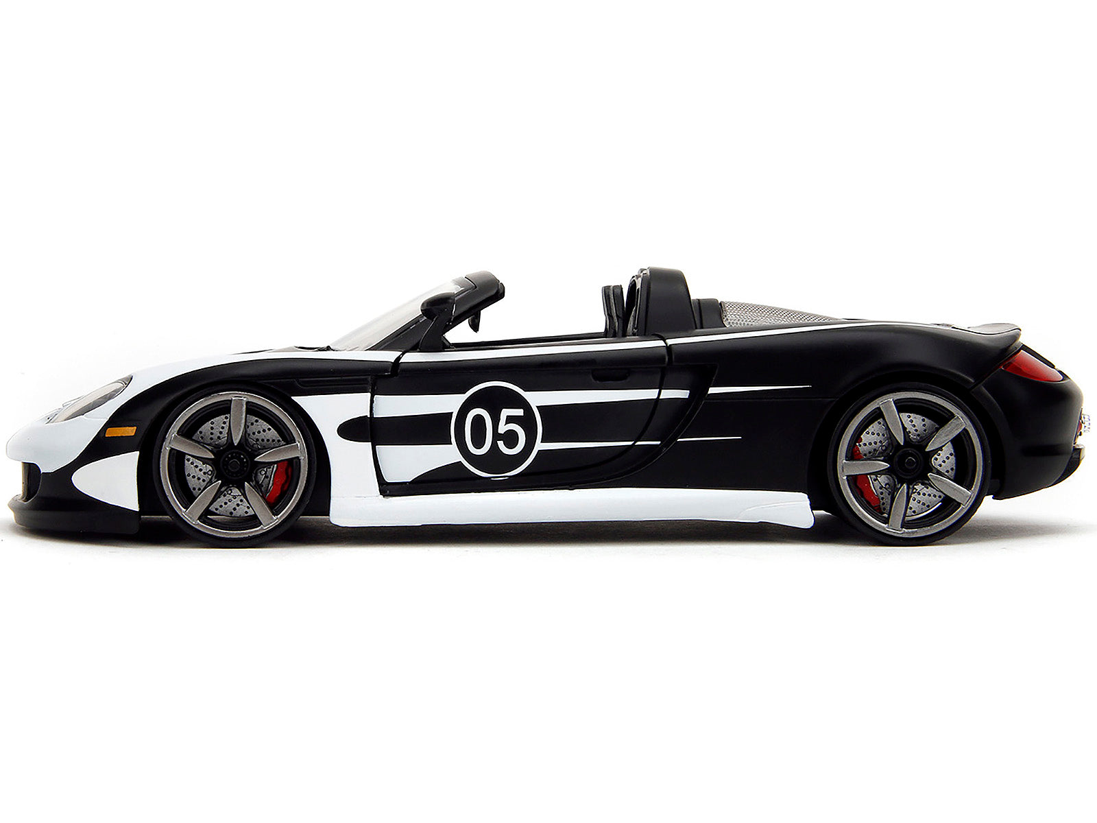 Porsche Carrera GT Convertible #05 Black with White Graphics "Hyper-Spec" Series 1/24 Diecast Model Car by Jada - image 3