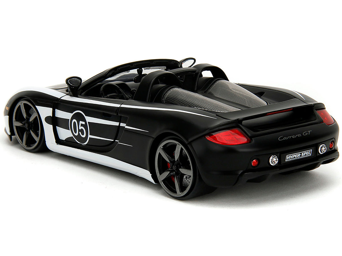 Porsche Carrera GT Convertible #05 Black with White Graphics "Hyper-Spec" Series 1/24 Diecast Model Car by Jada - image 5