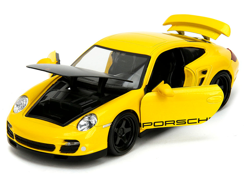 Porsche 911 Turbo (997) Yellow with Carbon Hood "Hyper-Spec" Series 1/24 Diecast Model Car by Jada - image 2