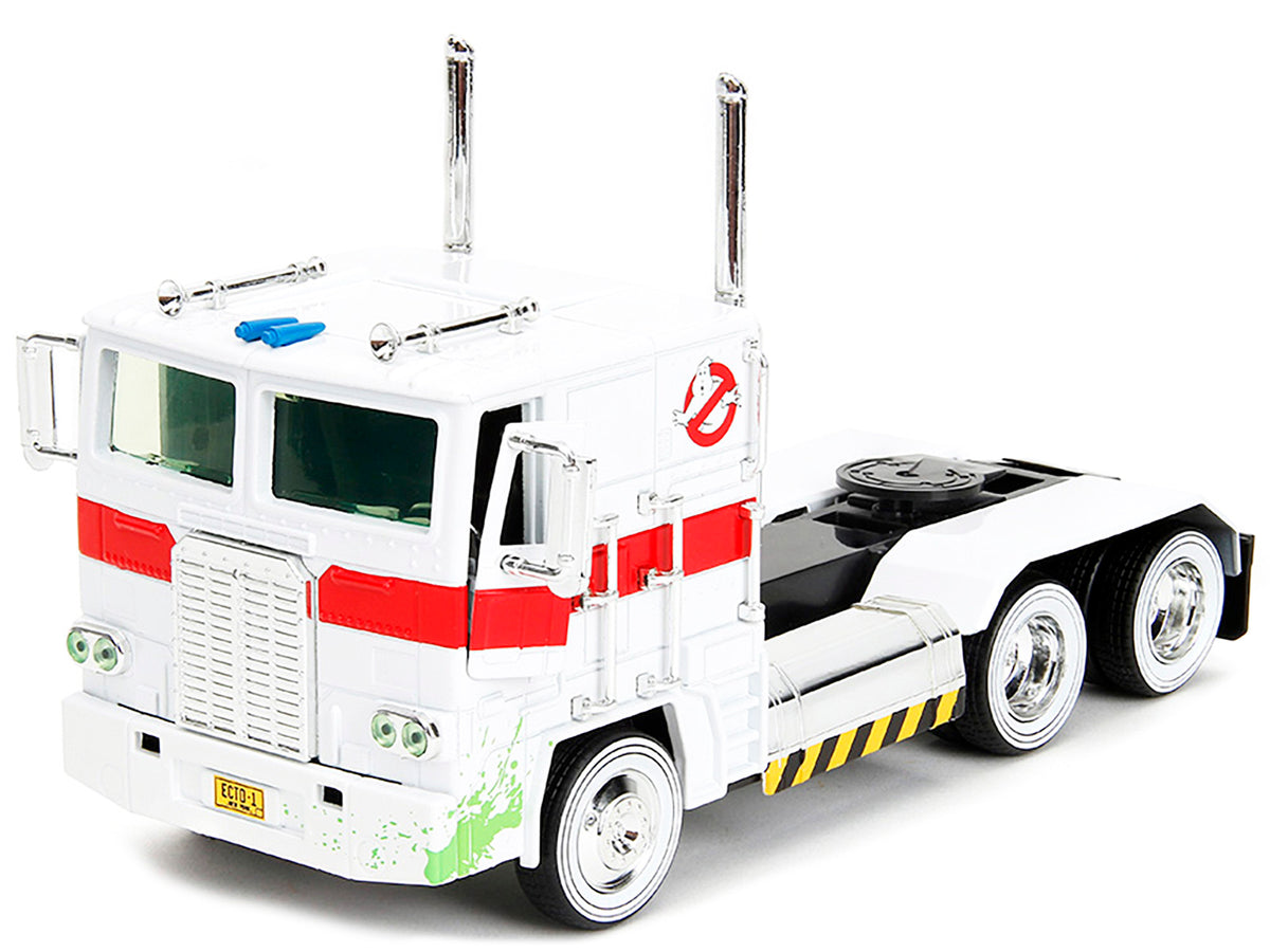 G1 Autobot Optimus Prime Truck White with Robot on Chassis from "Transformers" TV Series - "Ghostbusters" (1984) Movie Crossover "Hollywood Rides" Series 1/24 Diecast Model by Jada - image 5