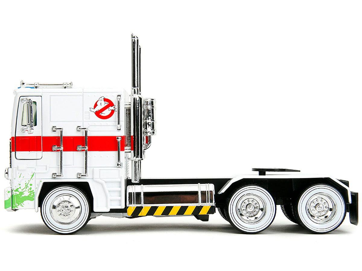 G1 Autobot Optimus Prime Truck White with Robot on Chassis from "Transformers" TV Series - "Ghostbusters" (1984) Movie Crossover "Hollywood Rides" Series 1/24 Diecast Model by Jada - image 4