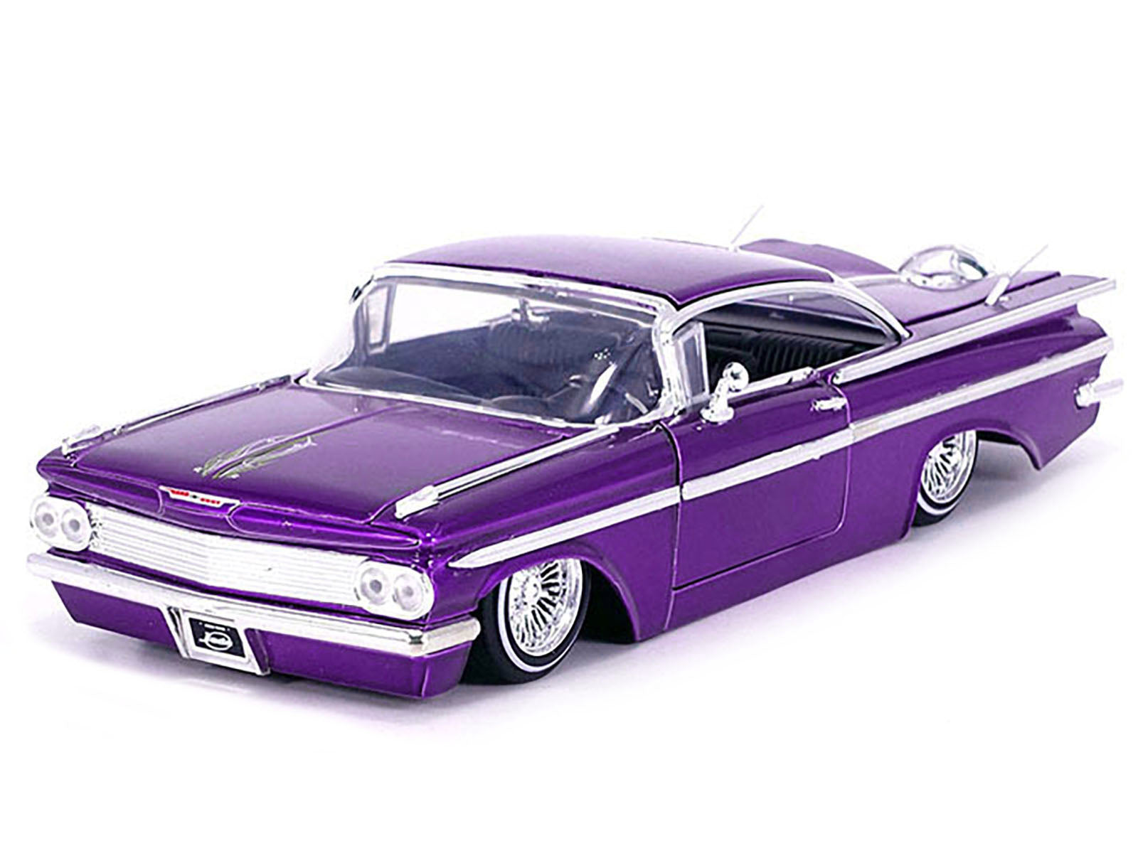 1959 Chevrolet Impala Lowrider Candy Purple with Wire Wheels "Street Low" Series 1/24 Diecast Model Car by Jada - image 2