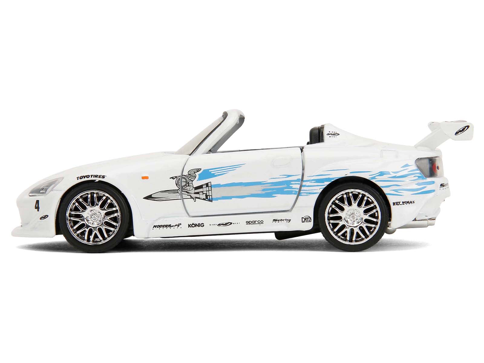 2001 Honda S2000 Convertible White with Graphics "Fast & Furious Remix - 25th Anniversary" Series 1/32 Diecast Model Car by Jada - image 3