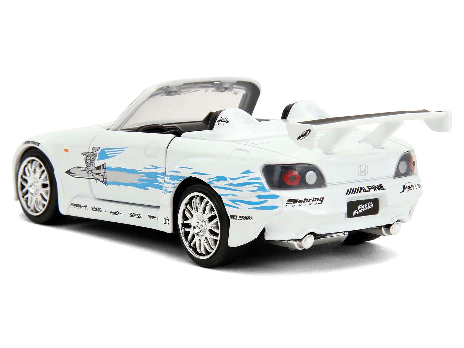 2001 Honda S2000 Convertible White with Graphics "Fast & Furious Remix - 25th Anniversary" Series 1/32 Diecast Model Car by Jada - image 5
